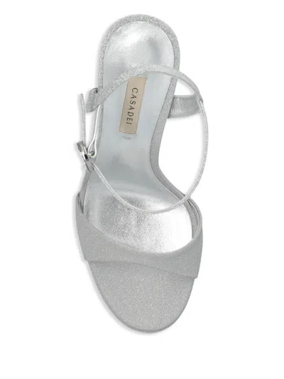 Casadei Silver Glitter Strap Sandals