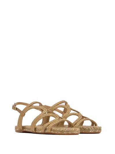 Castaã±er Castañer Pitra Flat Sandal With Metallic Handcrafted Weave