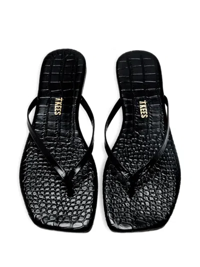 Tkees Lily Leather Flip-flops In Black