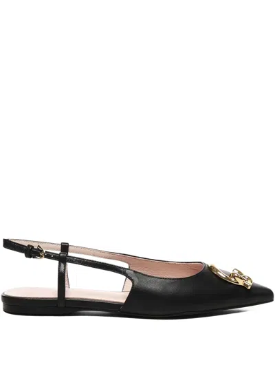 Coccinelle C-me Slingback Leather Ballet Flats In Black