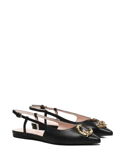 Coccinelle C-me Slingback Leather Ballet Flats In Black