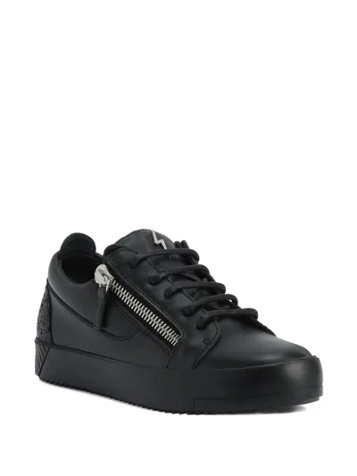 Giuseppe Zanotti Gail Zip-detail Glitter Low-top Sneakers In Black