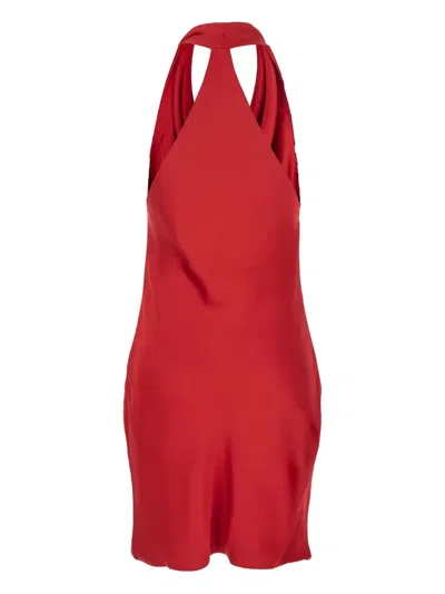 Norma Kamali Halterneck Mini Dress In Red