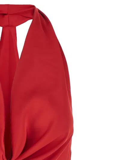 Norma Kamali Halterneck Mini Dress In Red