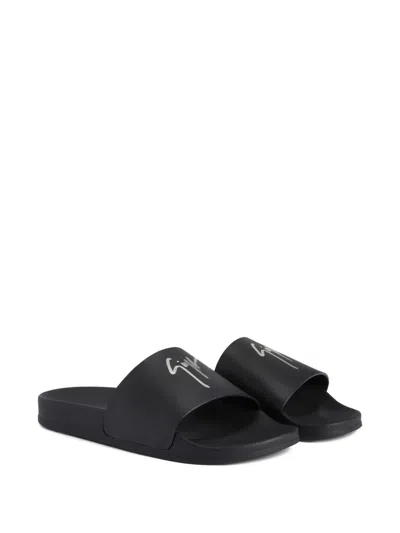 Giuseppe Zanotti Brett Signature-embellished Leather Sandals In Black