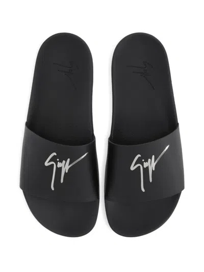 Giuseppe Zanotti Brett Signature-embellished Leather Sandals In Black