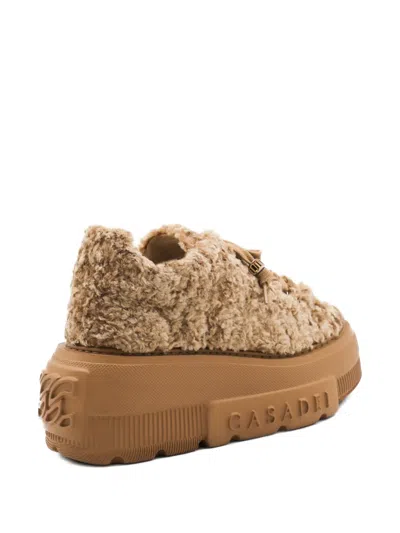 Casadei Low Top Sneakers Platform Sole In Brown
