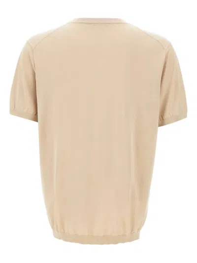 Kangra Cashmere Ribbed Short-sleeve Top In Neutral