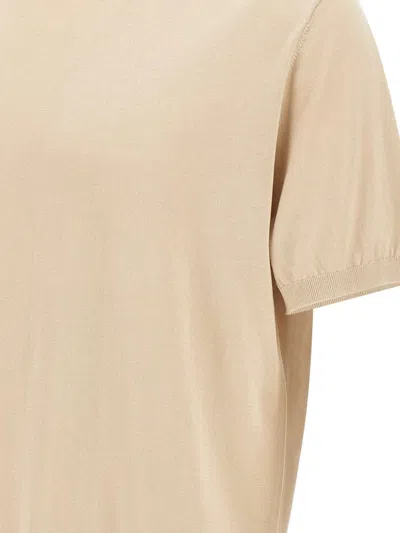 Kangra Cashmere Ribbed Short-sleeve Top In Neutral