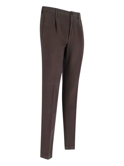 Incotex Pleated Chino Trousers In Brown