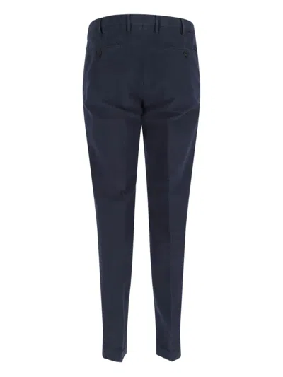 Incotex Navy Chinos With Pleated Front And Classic Straight Leg In Blue