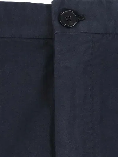 Incotex Navy Chinos With Pleated Front And Classic Straight Leg In Blue