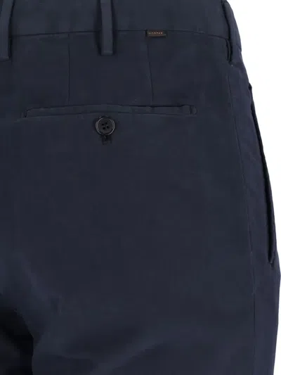 Incotex Navy Chinos With Pleated Front And Classic Straight Leg In Blue