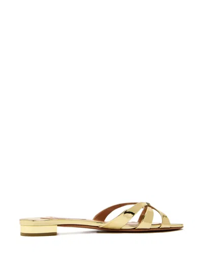 Aquazzura Tati Metallic Leather Sandals In Gold