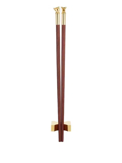 Shanghai Tang Tang Zodiac Essstäbchen Mit Mauskopf In Brown