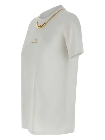 Elisabetta Franchi Logo-embellished Chain-neckline T-shirt In White