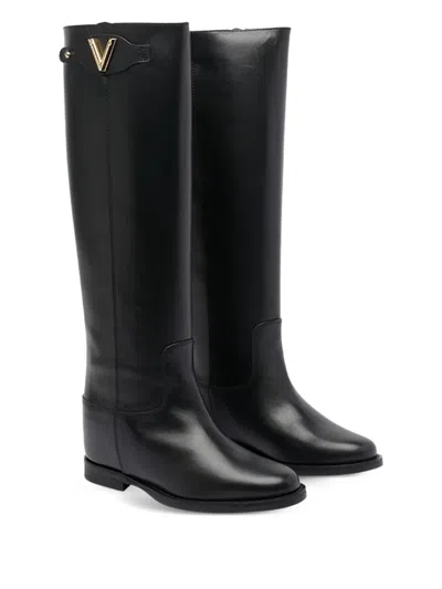 Via Roma 15 Leather Knee-high Boots In Black