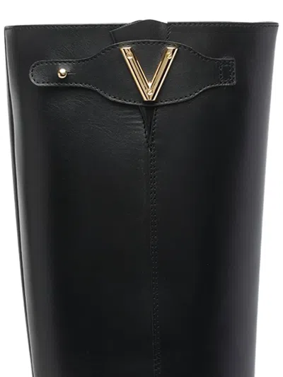 Via Roma 15 Leather Knee-high Boots In Black