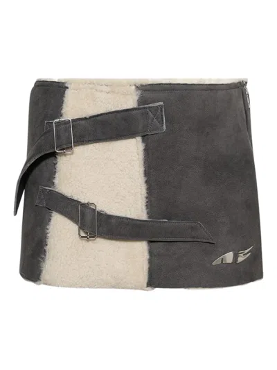 Natasha Zinko Strapped-in Suede Mini Skirt In Gray