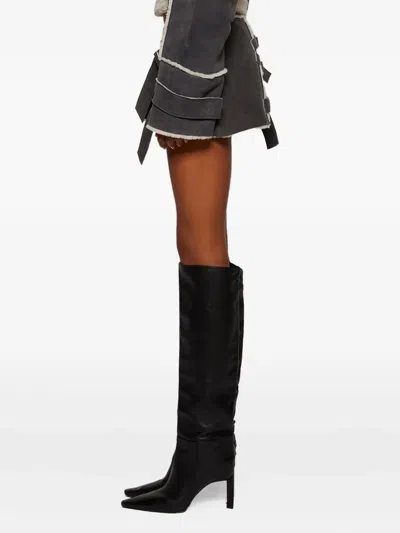 Natasha Zinko Strapped-in Suede Mini Skirt In Gray