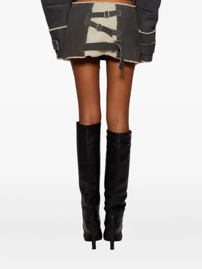 Natasha Zinko Strapped-in Suede Mini Skirt In Gray