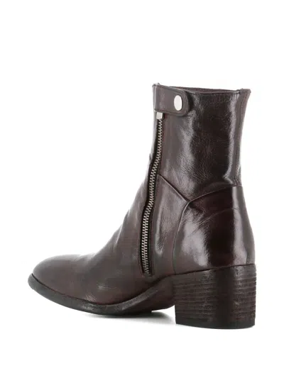 Officine Creative Zipped Block-heel Boots In Brown