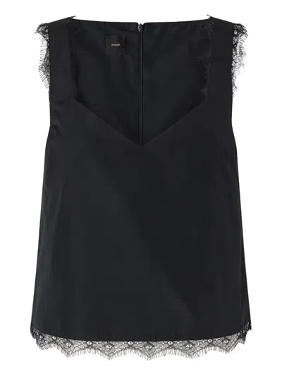 Pinko Lace-trimmed Top In Black