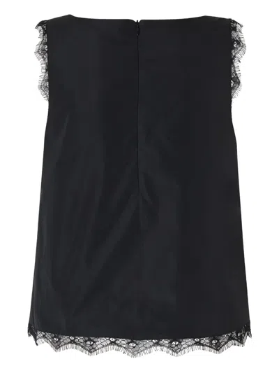 Pinko Lace-trimmed Top In Black