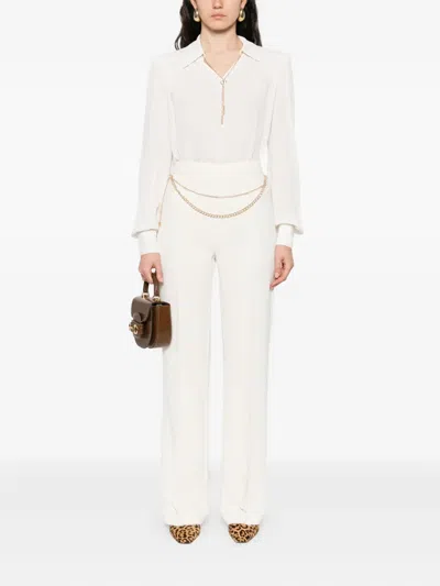 Twinset Chain-embellished Polo Blouse In Neutral