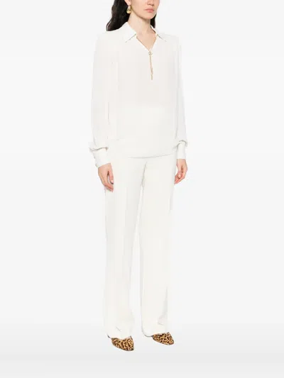Twinset Chain-embellished Polo Blouse In Neutral