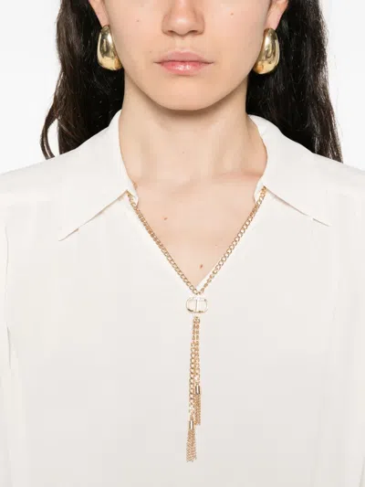 Twinset Chain-embellished Polo Blouse In Neutral