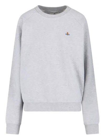 Vivienne Westwood Orb-embellished Crew Neck Sweatshirt In Gray
