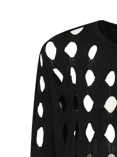 Pinko Openwork Knit Cardigan In Black