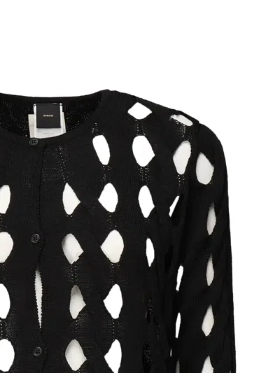 Pinko Openwork Knit Cardigan In Black