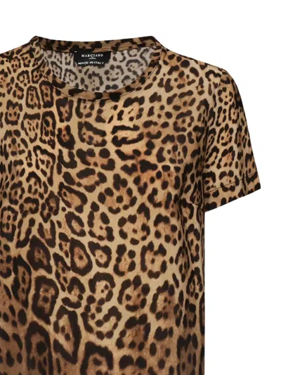 Marciano Leopard-print Short-sleeve T-shirt In Brown