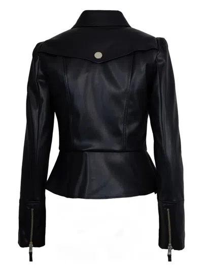 Liu •jo Peplum Hem Jacket With Zippered Cuffs In Black