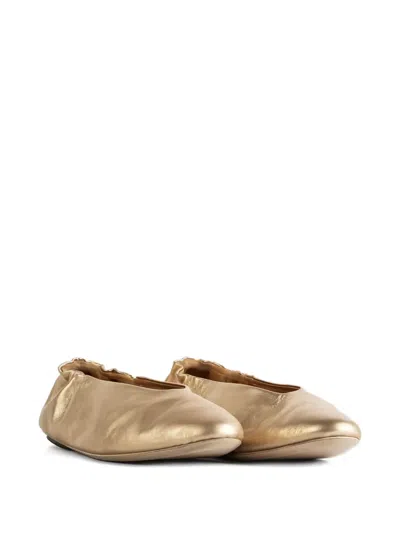 Marsèll Strascico Elastic-trim Leather Ballet Flats In Gold