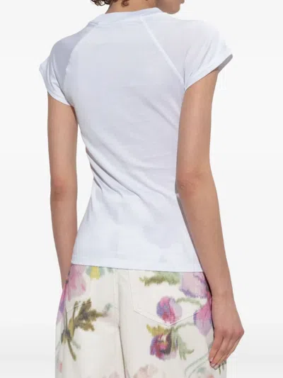 Loewe White Cotton-blend T-shirt With Anagram Logo Women In White