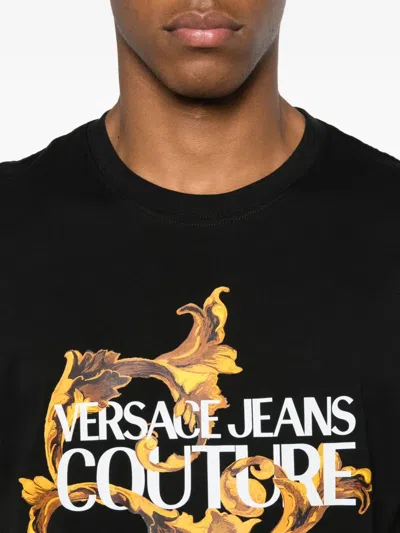 Versace Jeans Couture Crew Neck T-shirt With Print In Black