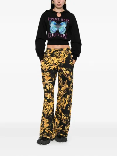 Versace Jeans Couture Butterfly-print Hoodie In Black
