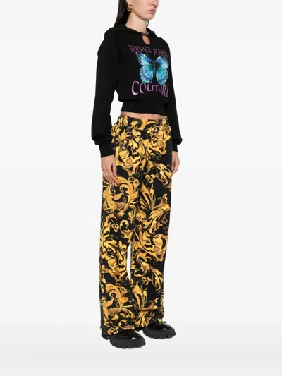 Versace Jeans Couture Butterfly-print Hoodie In Black