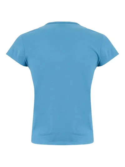 Attico Crew Neck Jersey T-shirt In Soft Fabric In Blue