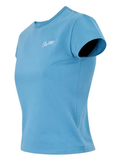 Attico Crew Neck Jersey T-shirt In Soft Fabric In Blue