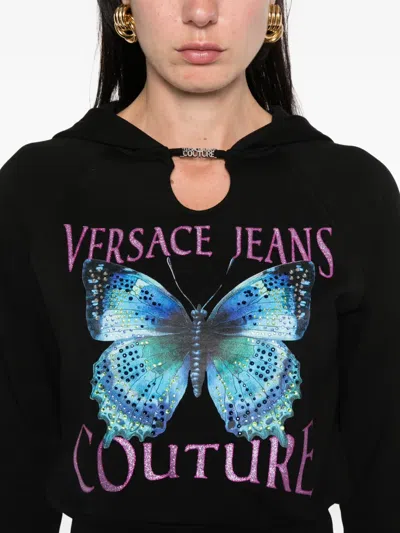 Versace Jeans Couture Butterfly-print Hoodie In Black
