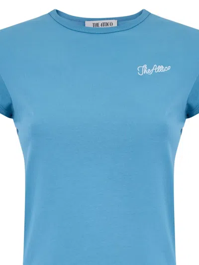 Attico Crew Neck Jersey T-shirt In Soft Fabric In Blue