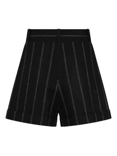 The Mannei Striped Wool Shorts With Belt Loops In Black