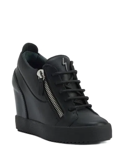 Giuseppe Zanotti Addy Wedge Zip-detail Sneakers In Black