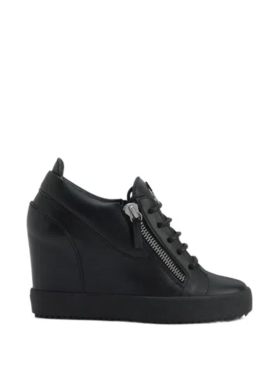 Giuseppe Zanotti Addy Wedge Zip-detail Sneakers In Black