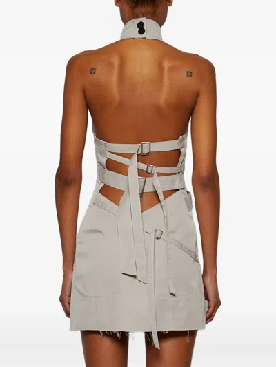 Natasha Zinko Halterneck Buckle-fastening Dress In Gray