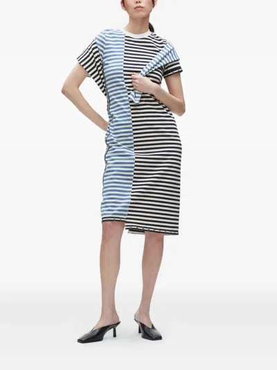 3.1 Phillip Lim Striped Panelled Midi Dress In Black